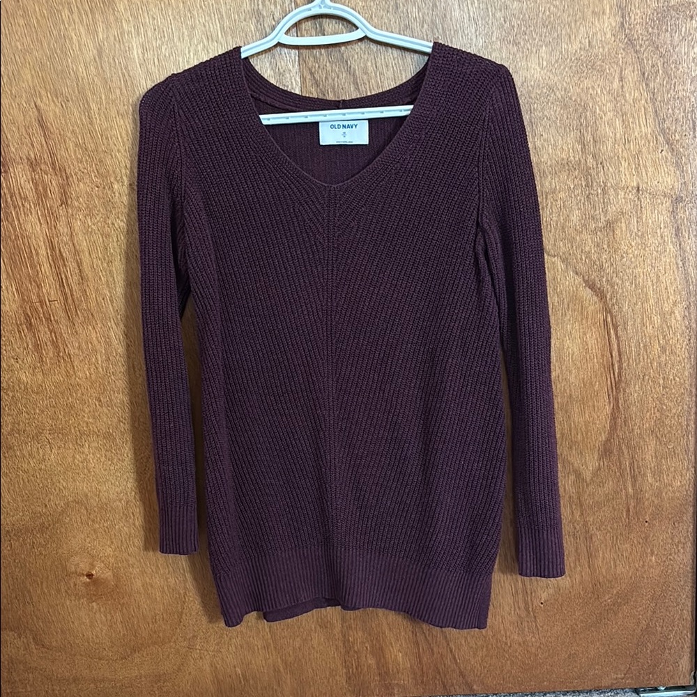 Old Navy Maroon V-Neck Sweater Lightweight Knit